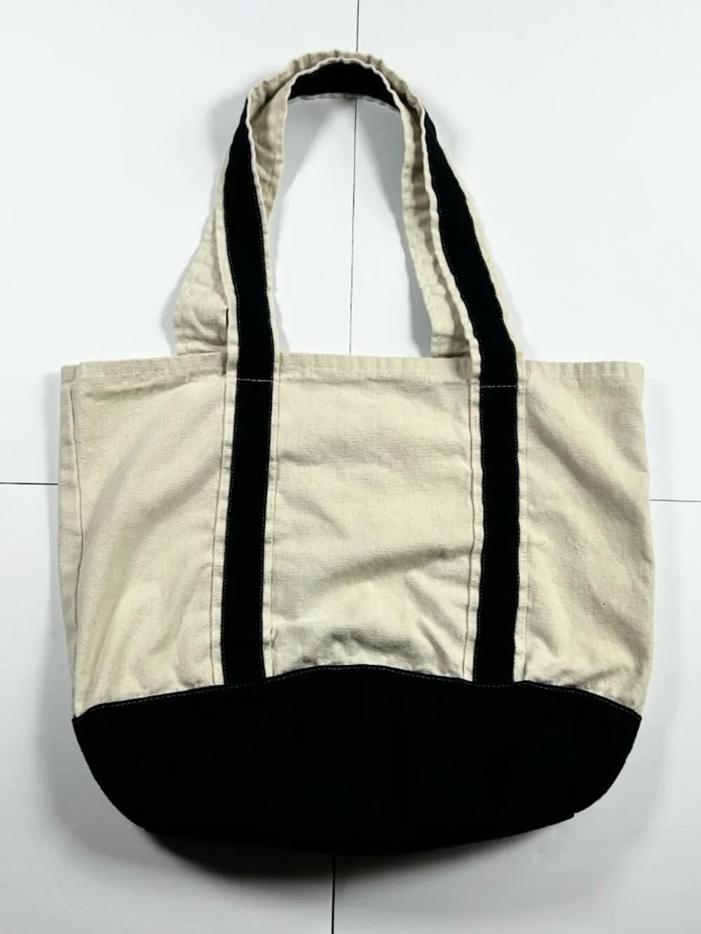 Cotton Canvas Tote Bag White‎ Beige & Black Reusable Grocery Shopping Cloth
